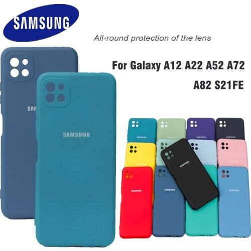 For Samsung Galaxy A22 4G 5G Case For Samsung A12 A22 A52 A72 A82 S21FE Cover Original Liquid Silicone Case For Samsung A22 4G