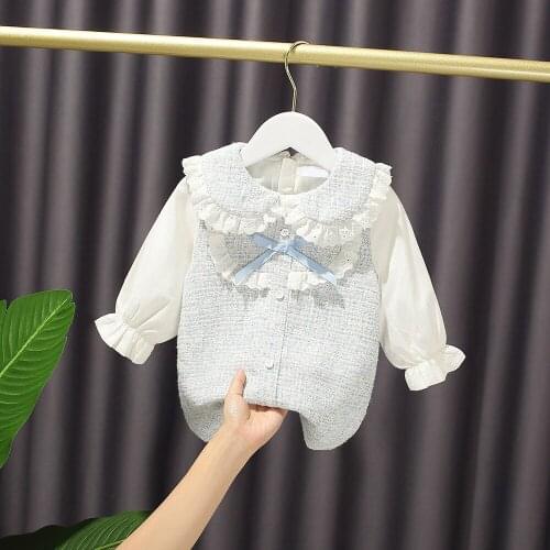 Girls Spring Fashionable Little Fragrant Dress Baby Toddler Clothes 2-6 Years Old European Style Lapel Girl Sukienka Dziewczynka