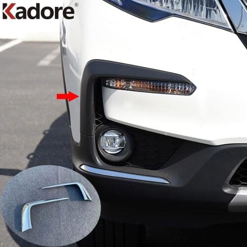 For Honda Pilot SUV 2019 2020 Chrome Front Fog Lights Lamp Eyelid Eyebrow Corner Strip Molding Cover Kit Trim Styling