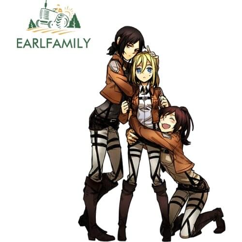 EARLFAMILY 13cm x 9cm Auto Anime Car Stickers for Attack on Titan Decals Funny JDM Sticker Car Wall Window Laptop Decoration