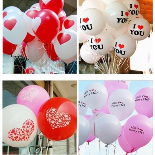 Hot sale 50 pcs/lot White Red Lovely round heart wedding balloons Birthday wedding Decoration Marriage Balloons latex ballute