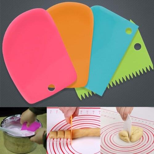 DIY Baking Tools Cake 3-piece Cream Scraper Knife Semicircular Sawtooth Trapezoid Birthday Cake Cream Decorating A4