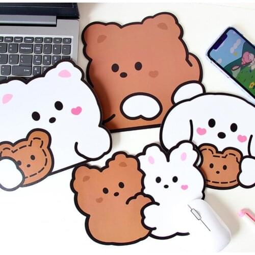 1Pc Cute Mouse Pad Cute Bear Lovely Animal Computer Pad Desk Mat Pads Office Home Decoration Cup Desktop Rubber Mat Antislip