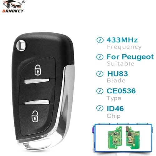 KEYYOU Modified Hu83 2 Buttons Flip Folding Remote Car Key For Peugeot 307 3008 308 408 433MHz PCF7961 ID46 CE0536 Flip Key Fob
