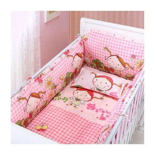 6/7PCS baby bedding set cotton curtain bedroom crib bumper Baby room decor pillow quilt cover baby cot sets, 120*60/120*70cm
