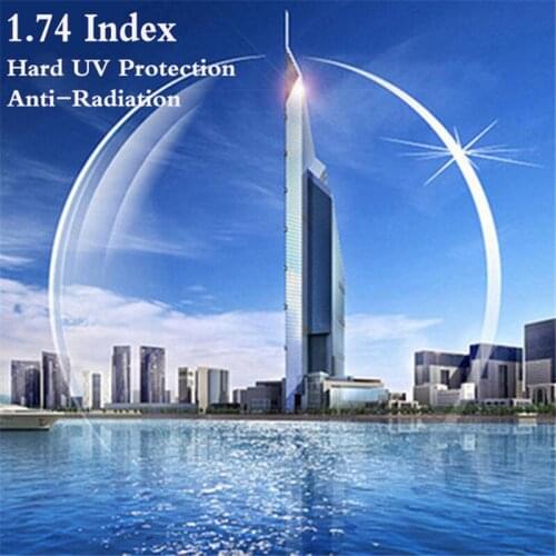 1.74 Index Ultra Thin CR-39 Aspheric Prescription Myopia Presbyopia Glasses Optical Lens UV Protect Anti-Radiation 2 PCS