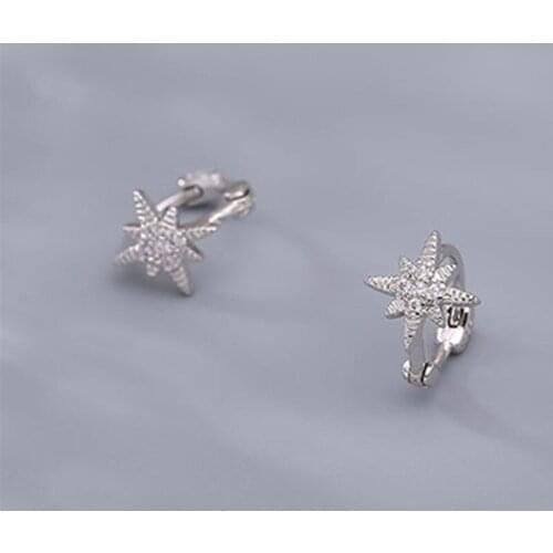 925 Sterling Silver Star Piercing Stud Earring For Women Girls Jewelry Pendientes Accessories Oorbellen eh1172