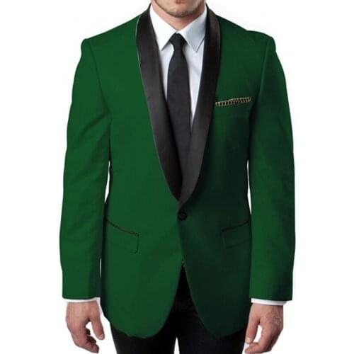 Custom Made Men Suits Green and Black Groom Tuxedos Shawl Lapel Groomsmen 2 Pieces Wedding Best Man ( Jacket+Pants+Tie ) D9