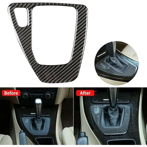 New Car Gear Shift Panel Knob Cover Carbon Fiber Car Auto Shift Box Panel Cover For BMW E90 E92 E93 05-12