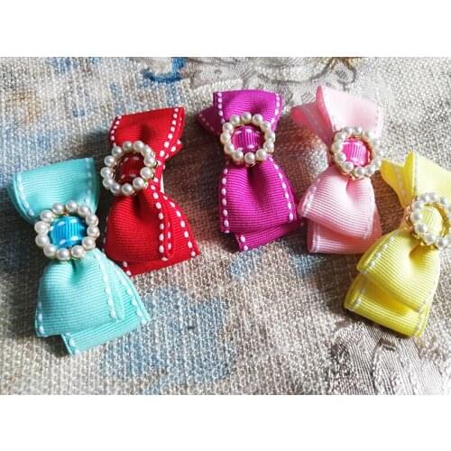 New Pet Pearl Double Clip Pet Bow BB Clip pet hair clip Dog hair clip Tactic Yorkshire Dog Hairpin Pet Grooming 20pcs