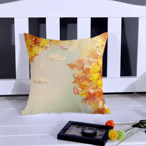 2020 New 45x45cm Single-sided Linen Autumn Maple Leaf Linen Cover Home For Cotton Fabric Home Cushion Pillowcase Sofa Decor Z6J5