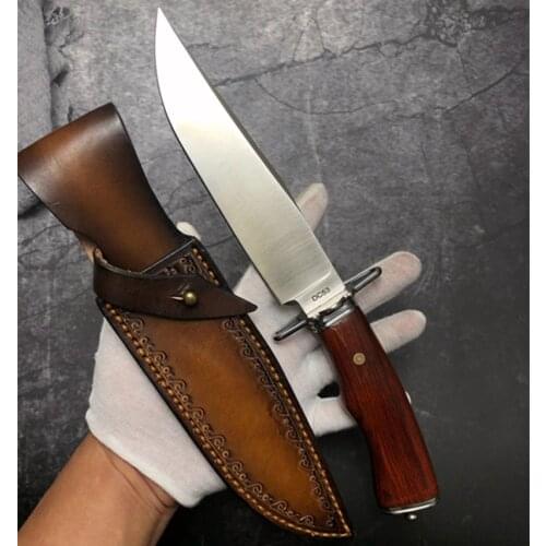 New Arrival Outdoor camping Fixed Blade knife DC53 steel integrated straight knife Wood handle high hardness sharp Full Tang kni