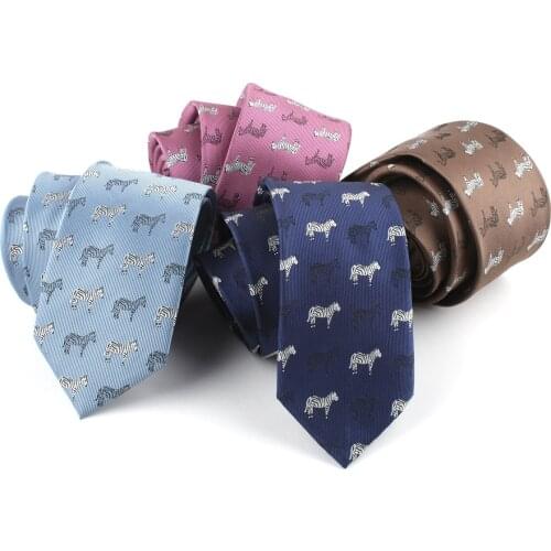 New Design Animal Tie For Men Polyester Woven Necktie Zebra Elephant Flamingo Fashion Party Wedding Gravata Ties