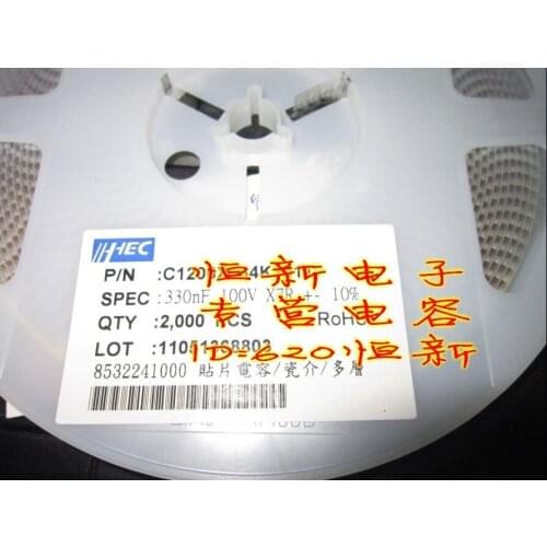 Original new 100% church ceramic multilayer chip high voltage capacitor 100V334K 0.33UF 10% 1206 (Inductor)