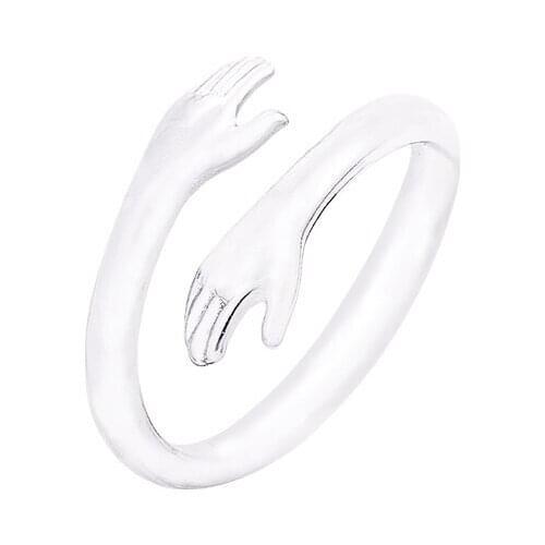 New Fashion Adjustable Ring Open Hand Hug Rings for Women Birthday Gift Charm Jewelry Finger Wave Rings Anillos Bague Wholesale