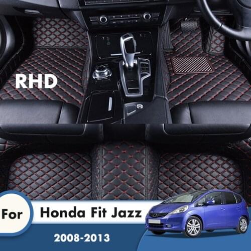 RHD Custom Car Floor Mats For Honda Fit Jazz 2013 2012 2011 2010 2009 2008 Auto Styling Carpets Car Accessories Interior Rugs