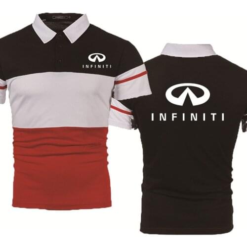 Casual Summer Mens POLO shirt Infiniti Car Logo Printing Cotton Short Sleeve Splicing High quality Mens Short Sleeve