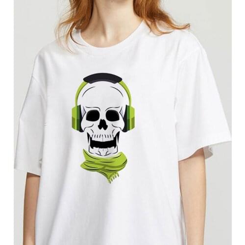 Cool Skull Theme printed t shirt women 90s Graphic T-shirt Harajuku Tops Tee Cute Short Sleeve animal tshirt Female Tshirts