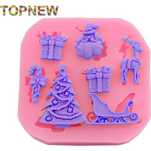 DIY 3d silicone moulds Many patterns Christmas trees Umbrella box gift Santa Claus Sleigh Giraffe shape cake tools mold C1833