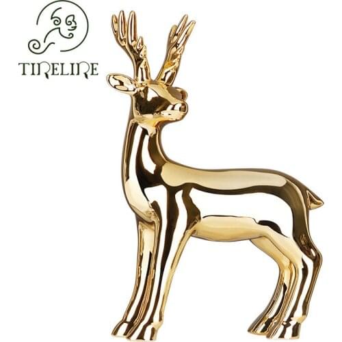 Modern Home Aesthetics Decorations Living Room Desktop Ornaments Statues Et Sculptures Figurines For Interior Golden Silver Deer
