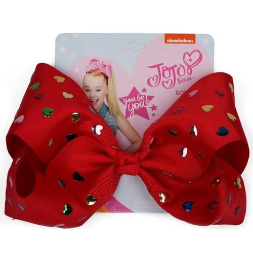 8" jojo siwa Bows Clip Grosgrain Heart Rhinestone Hair Bow with Alligator Clips Hairpins Fashion Hair Accessories for Children