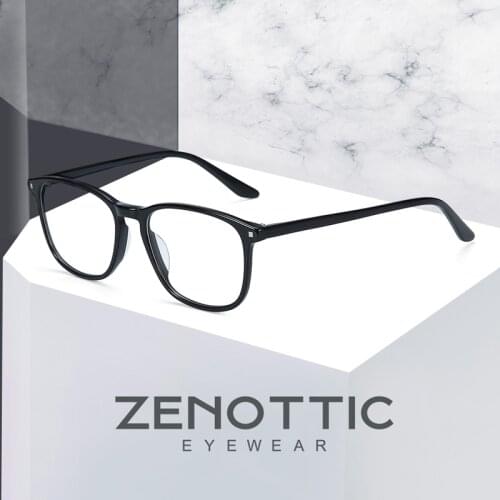 ZENOTTIC Acetate Square Glasses Frame for Men Retro Myopia Computer Spectacle Frames Women Ultra Light Prescription Eyeglasses