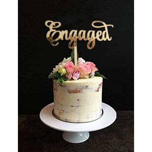 Mirror Gold Engaged Acrylic Cake Topper Engagement Party Wedding Cake Decorating