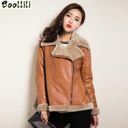 Boollili Real Leather Jacket Winter Coat Women Natural Lamb Fur Coat Female Genuine Sheepskin Coat Streetwear Bomber Jackets