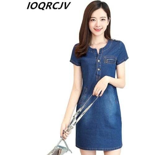New Denim Dress Women Casual Elegant Short-Sleeve A Line Pocket Sexy Denim Mini Dress Plus size 3XL Slim Clothing 2019 Summer