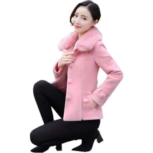 Womens Faux Mink Woolen Coat New Female Thicken Autumn Winter Wool Jacket Mom Short Woolen Overcoat Femme Fashion Tops