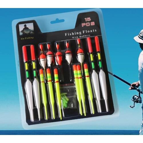 15 pcs/set plastic buoy floats strong buoyancy fishing floats bright light vertical fishing floats Sea fishing fishing supplies