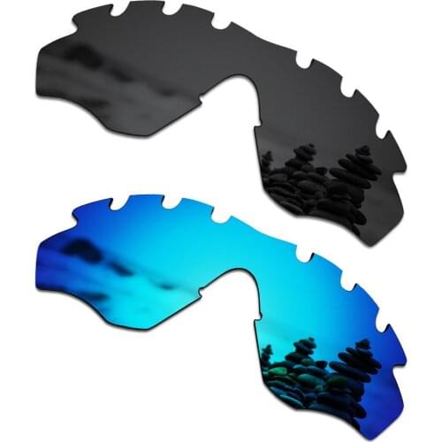 SmartVLT 2 Pieces Polarized Sunglasses Replacement Lenses for Oakley M2 Frame Vented Stealth Black and Ice Blue