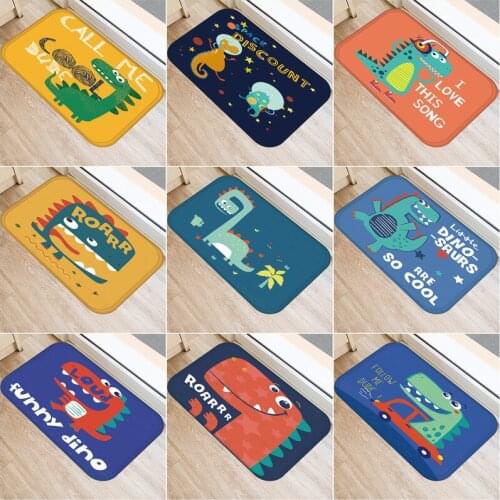 40x60cm Cute Diy Print Floor Mat Bathroom Ground Mat Slip Door Bath Pad Rug Living Room Carpet cartoon dinosaur