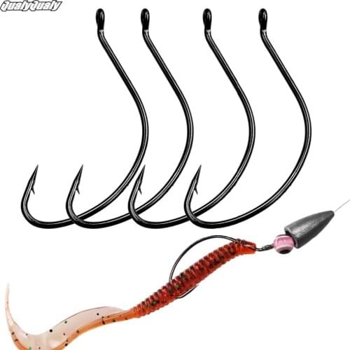 50pcs/lot Wide Gap Hooks High-carbon Steel Fishing Hooks 6#-3/0# Crank Hook Lure Worm Pesca for Soft Bait Tackle
