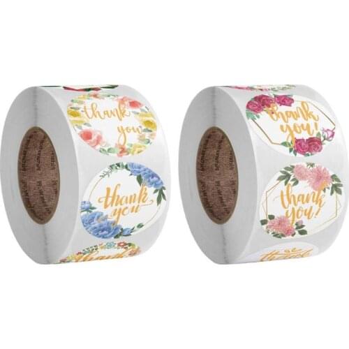 500pcs 4 Designs Flower Thank You Stickers Wedding Favors Party Handmade Scrapbooking Gift Packaging Seal Labels