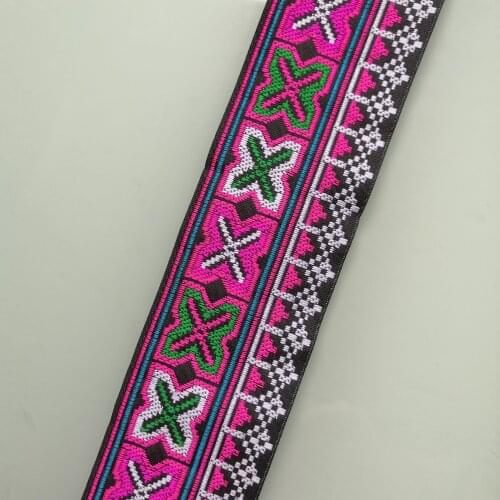 5cm 50mm 2'' Tutem green red Blue colorful rhombus blocks laciness lace national ethnic jacquard ribbon embroidery woven webbing