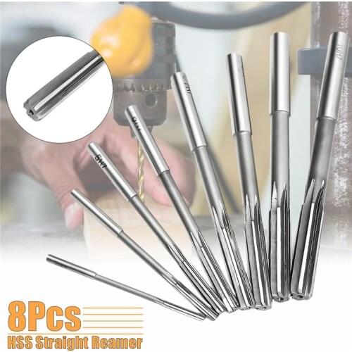 8Pcs/Set Straight Shank Reamer Precision H7 HSS Chucking Hand Reamers Set Cutter Tool 3/4/5/6/7/8/9/10mm For Bore Machine Tools