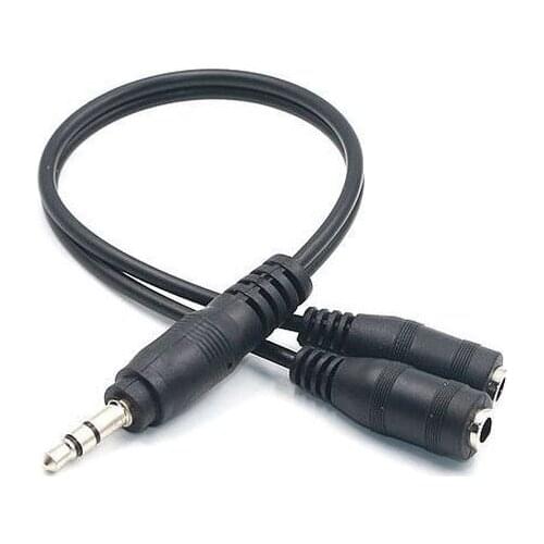 3.5 Mm Headphone Earphone Audio Cable Micphone Y Splitter Adapter 1 Female To 2 Male Connected Cord To Laptop