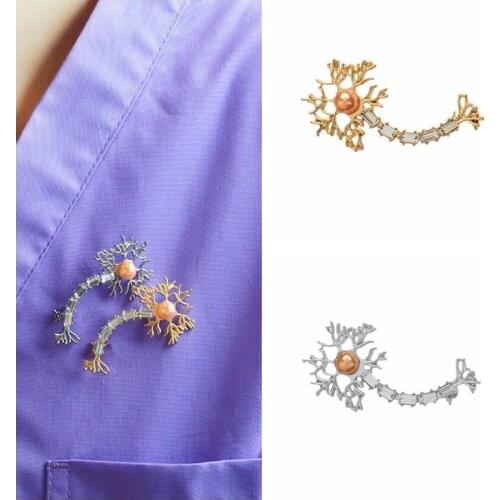Pins and brooches Neuron Pin With Zircon Brain Nerve Cell Medical jewelry Doctor Medical school jewelry Gifts Men women brooch