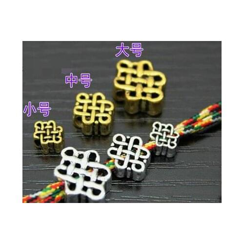 20pcs/lot Tibetan Silver Chinese knot Hollow out Antique Loose Bead Spacer Beads Connectors for DIY Jewelry Making bracelet