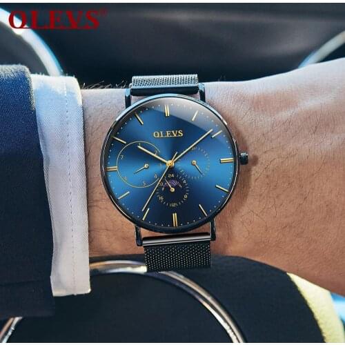 OLEVS Men‘s Watch Quartz WristWatch Men Watches Top Brand Luxury Waterproof Ultra-Thin Stainless Steel Clock relogio masculino