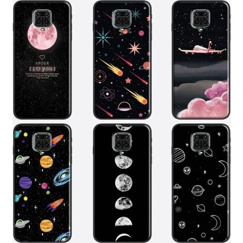 Black White Moon Stars Space Astronaut Cover For Xiaomi Redmi Note 10 Pro Note 9 Pro Note 8 Pro K40 8T 9S 9A 9C 9T 9 Phone Case