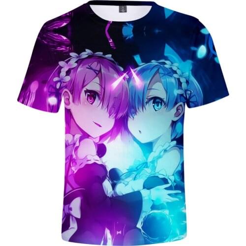 Re Zero 3d printed t-shirt kids boys girls anime Rem and Ram Cosplay t shirt fashion harajuku Anime tshirt Tee brand clothes