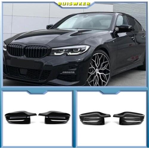 For BMW 3 Series G20 G21 2019 2020 Black/Carbon Fiber Look Rearview Mirror Caps Car Door Wing Mirror Cover Replacement