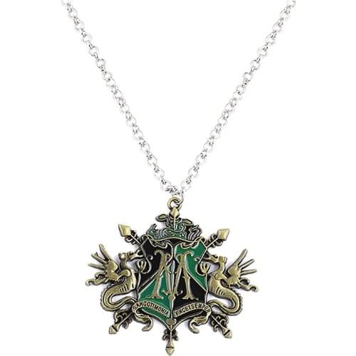 House Insignia Of Malfoy Family Crest Heraldry Pendant Necklace Enamel Badge Pendant For Classic Movie Fans Christmas Gifts