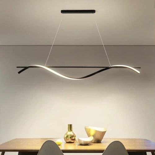 Horizontal Ceiling Chandelier Led Modern Pendant Lamp For The Kitchen Dining Living Room Home Decor Lustre Black Light Fixture
