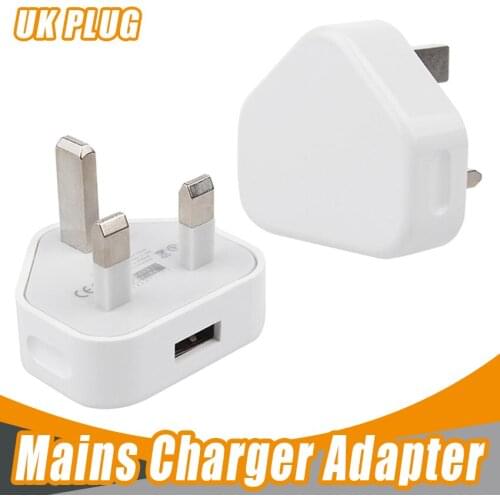 Good qty Mains Wall 3 Pin UK Plug USB Charger AC Wall charger usb Power Adapter Charger 1A or orginal quality optional 100pcs