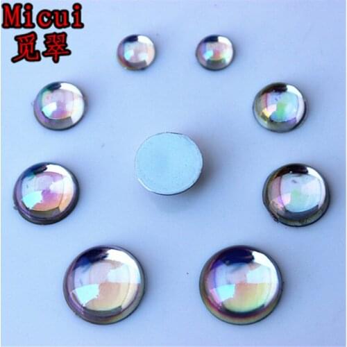 Micui 6/8/10/12mm Round Acrylic rhinestone crystal applique Flatback Strass Cat Eye stones crystals for clothes Craft DIY ZZ660