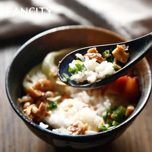 FANCITY Household Japanese-style small spoon, soup spoon, spoon, porridge spoon, restaurant commercial rice spoon, ceramic