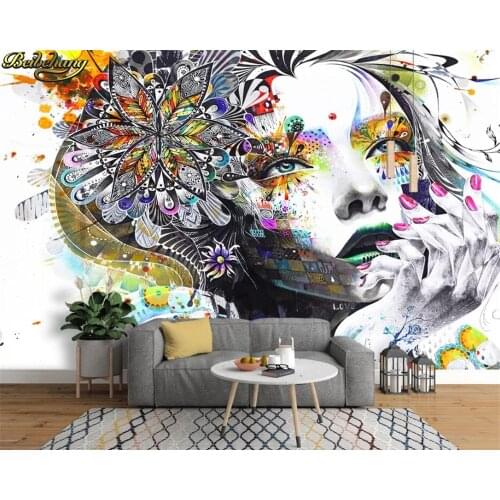 Beibehang Custom Mural Wallpaper Color Hand Painted Abstract Graffiti Beauty Art Background Photo Wallpaper Living Room Bedroom